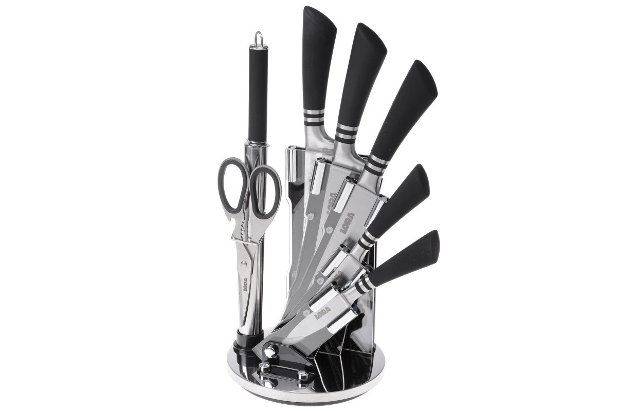 Набір ножів із підставкою 8 предметів Black (NS21SETKN)