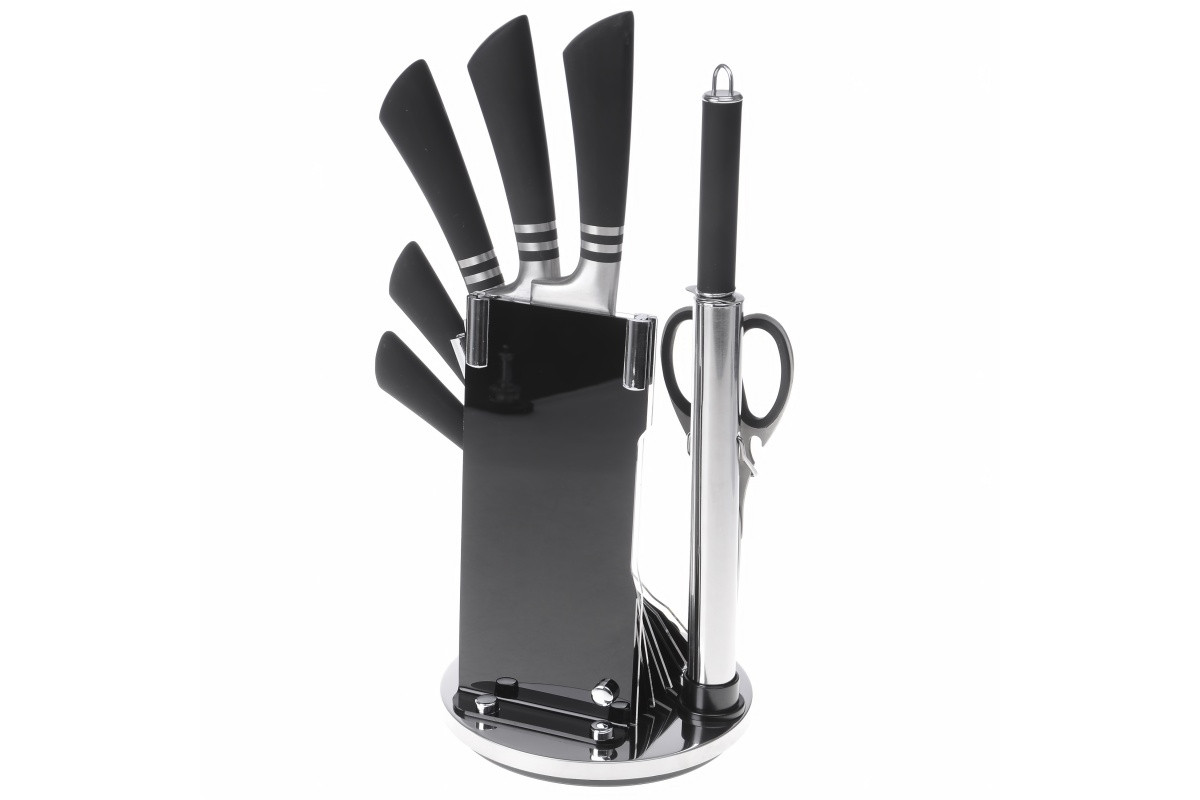 Набір ножів із підставкою 8 предметів Black (NS21SETKN)