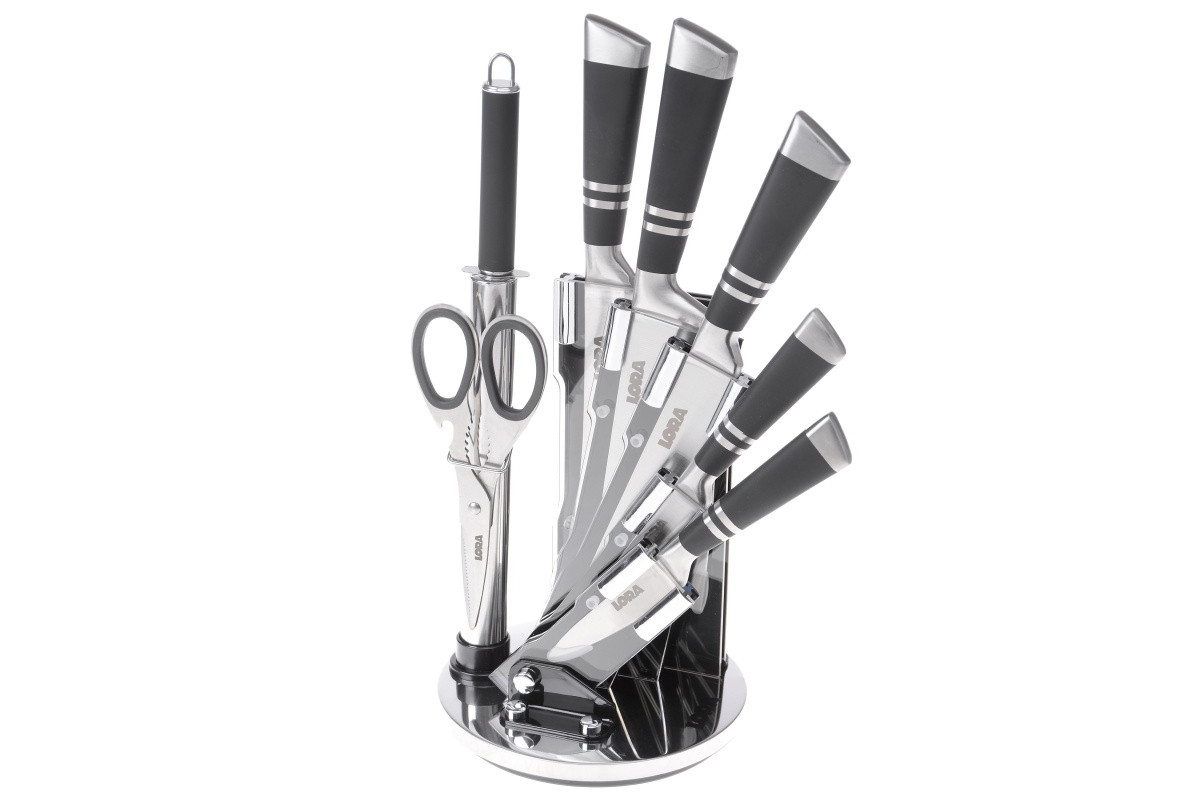 Набор ножей с подставкой 8 предметов Black (NS23SETKN)
