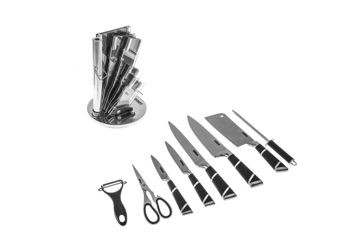 Набор ножей с подставкой 9 предметов Black (NS27SETKN)