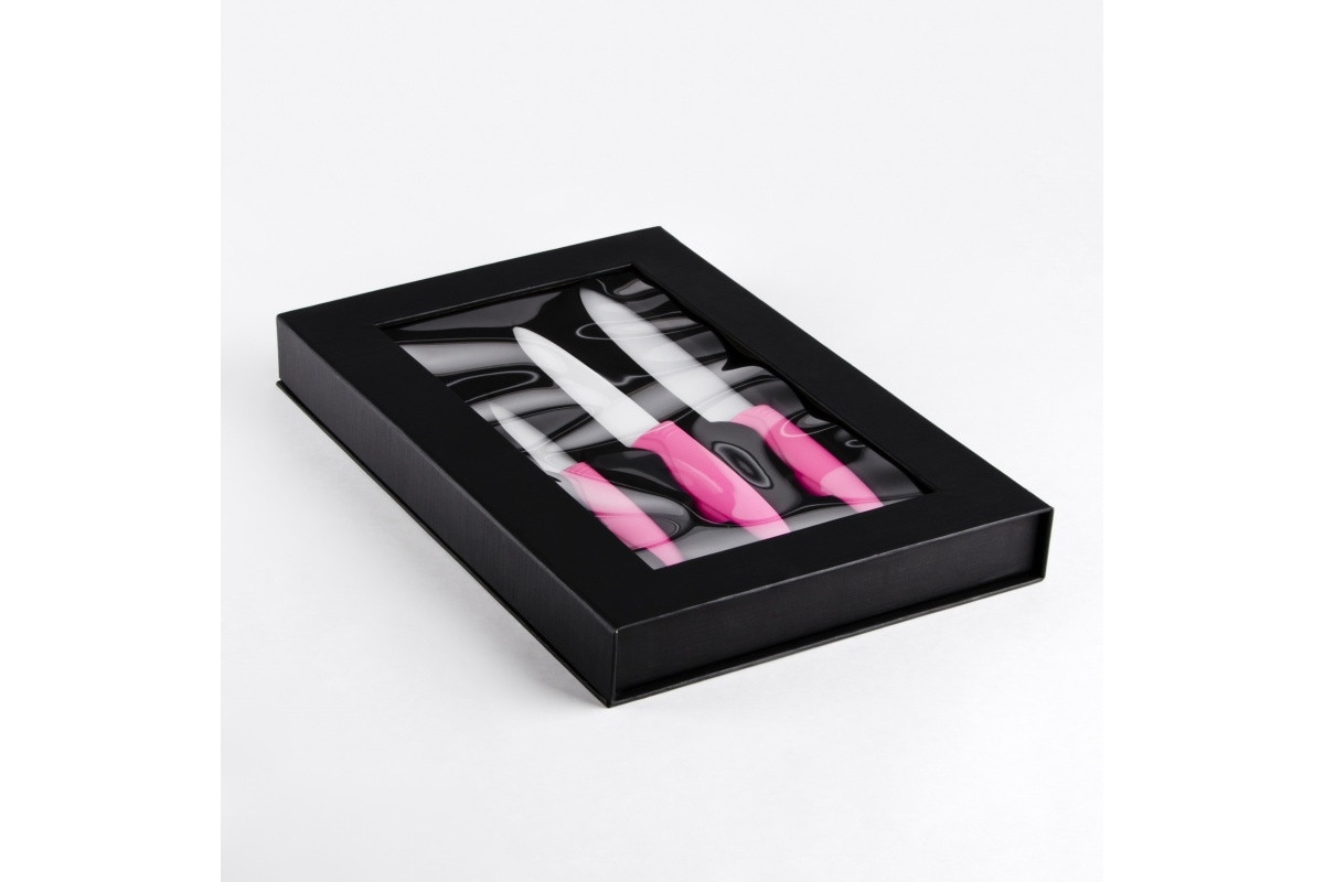 Набор керамических ножей 3шт Pink (NS6SETKN)