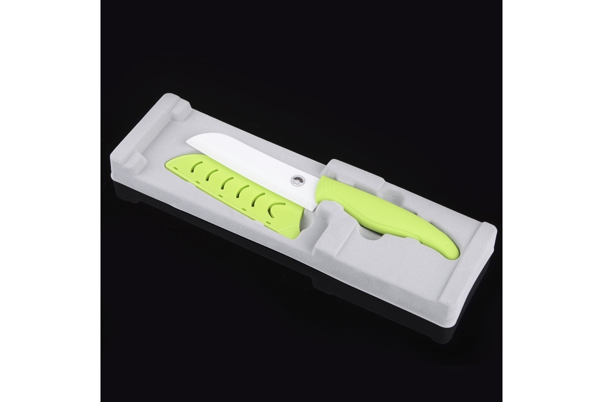 Нож-сантоку керамический с чехлом 12.5см Green (NC4KN)